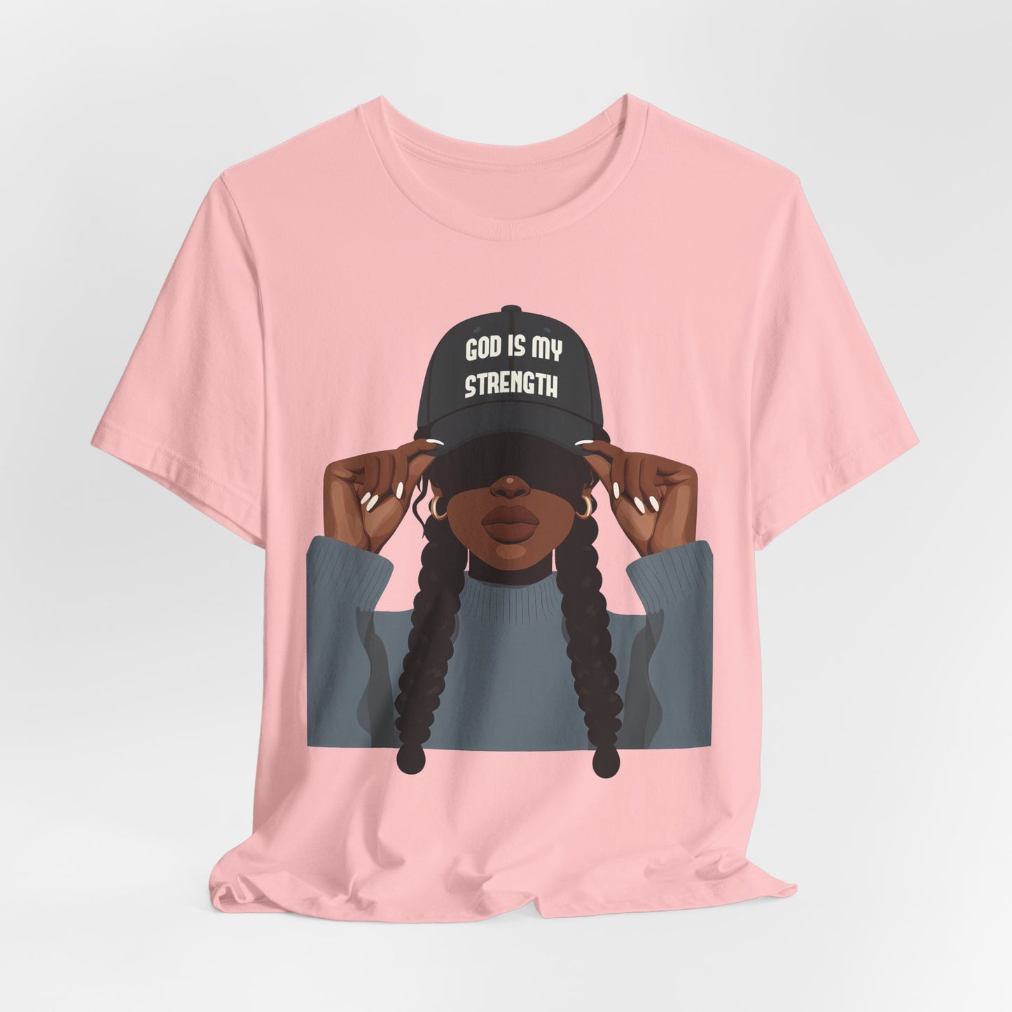 God Is My Strength Tee — Faith-Based Graphic T-Shirt with 'God Is My Strength' Cap