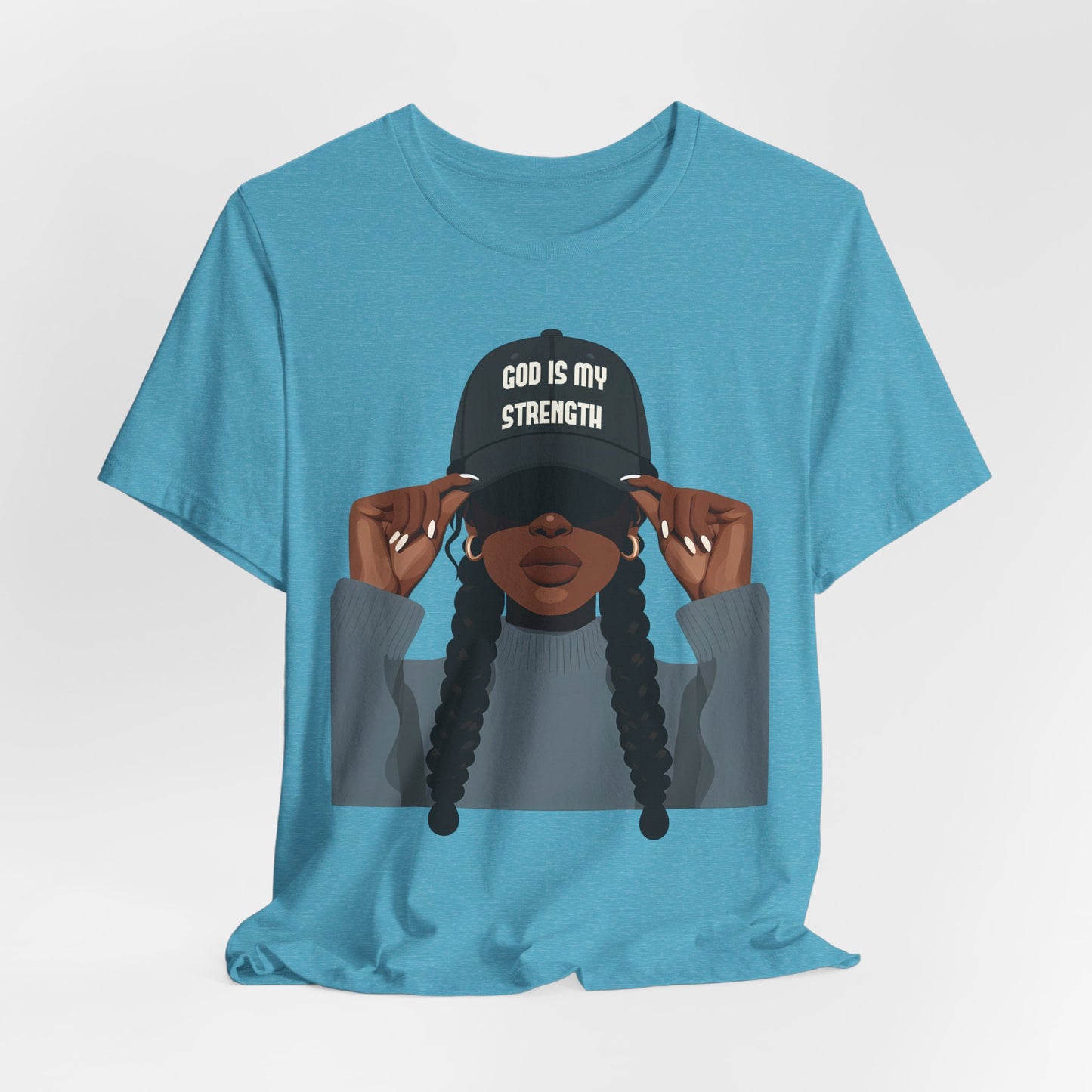 God Is My Strength Tee — Faith-Based Graphic T-Shirt with 'God Is My Strength' Cap