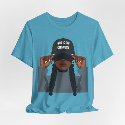 God Is My Strength Tee — Faith-Based Graphic T-Shirt with 'God Is My Strength' Cap