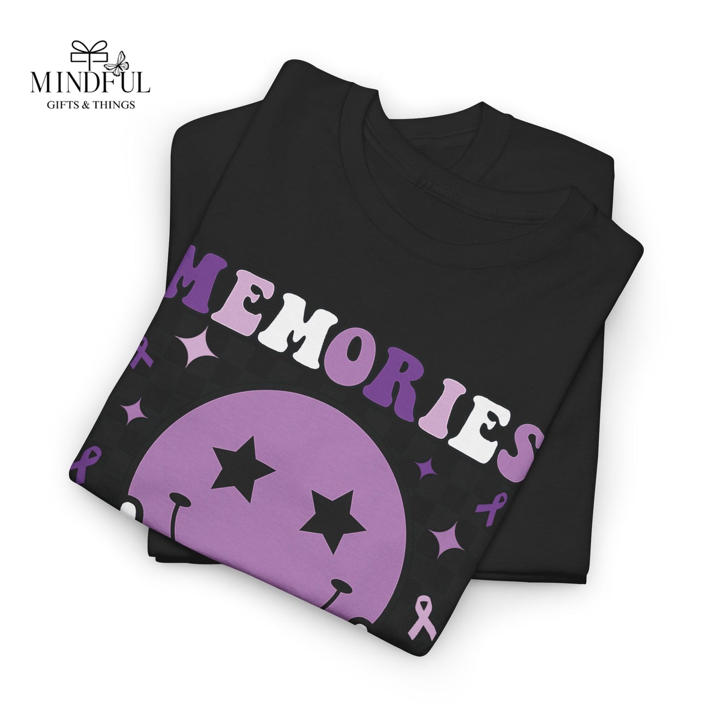 Smiley Memories Matter Tee — Purple Alzheimer’s Awareness Shirt