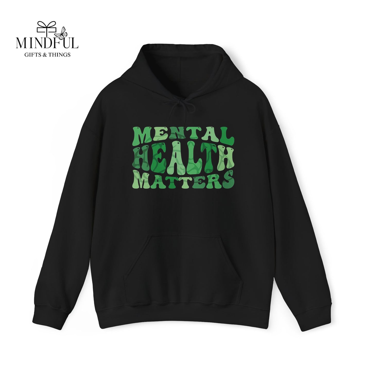 Mental Health Matters Hoodie — Green Retro Awareness Pullover