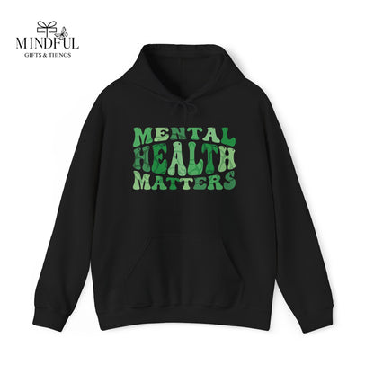 Mental Health Matters Hoodie — Green Retro Awareness Pullover