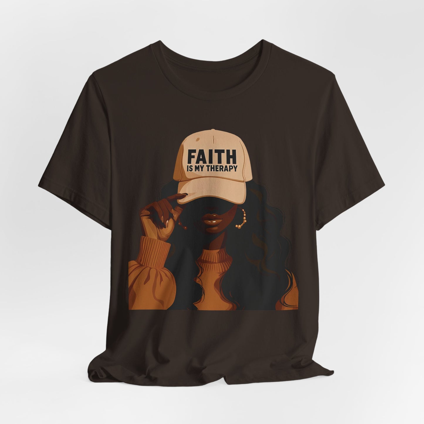 Faith Is My Therapy Graphic Tee — Black Woman Illustration