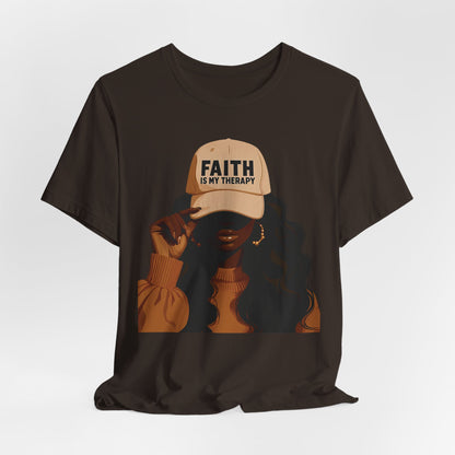 Faith Is My Therapy Graphic Tee — Black Woman Illustration