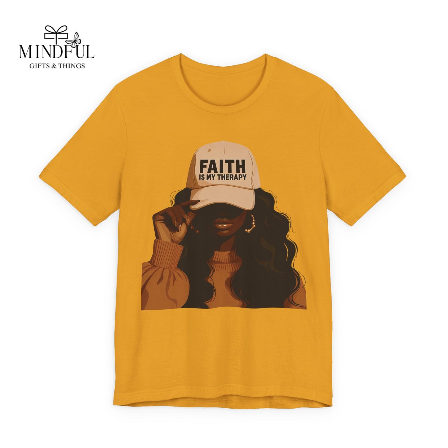 Faith Is My Therapy Graphic Tee — Black Woman Illustration