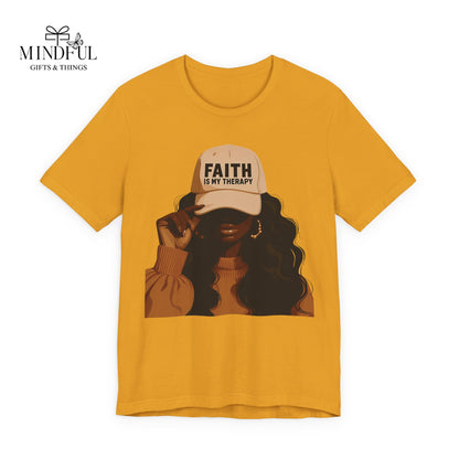Faith Is My Therapy Graphic Tee — Black Woman Illustration