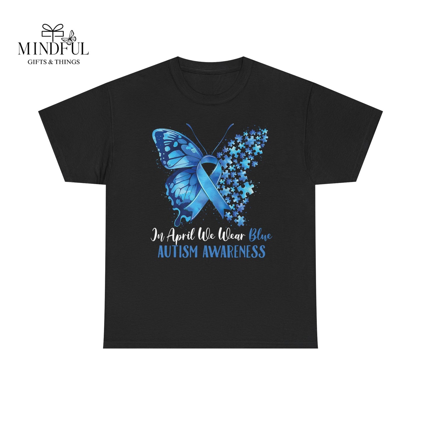 Autism Awareness Butterfly T‑Shirt — Blue Ribbon ‘Autism Awareness’ Tee