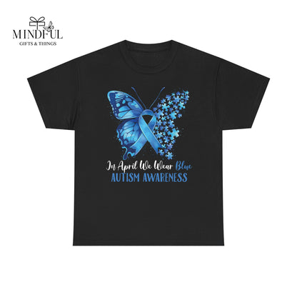 Autism Awareness Butterfly T‑Shirt — Blue Ribbon ‘Autism Awareness’ Tee
