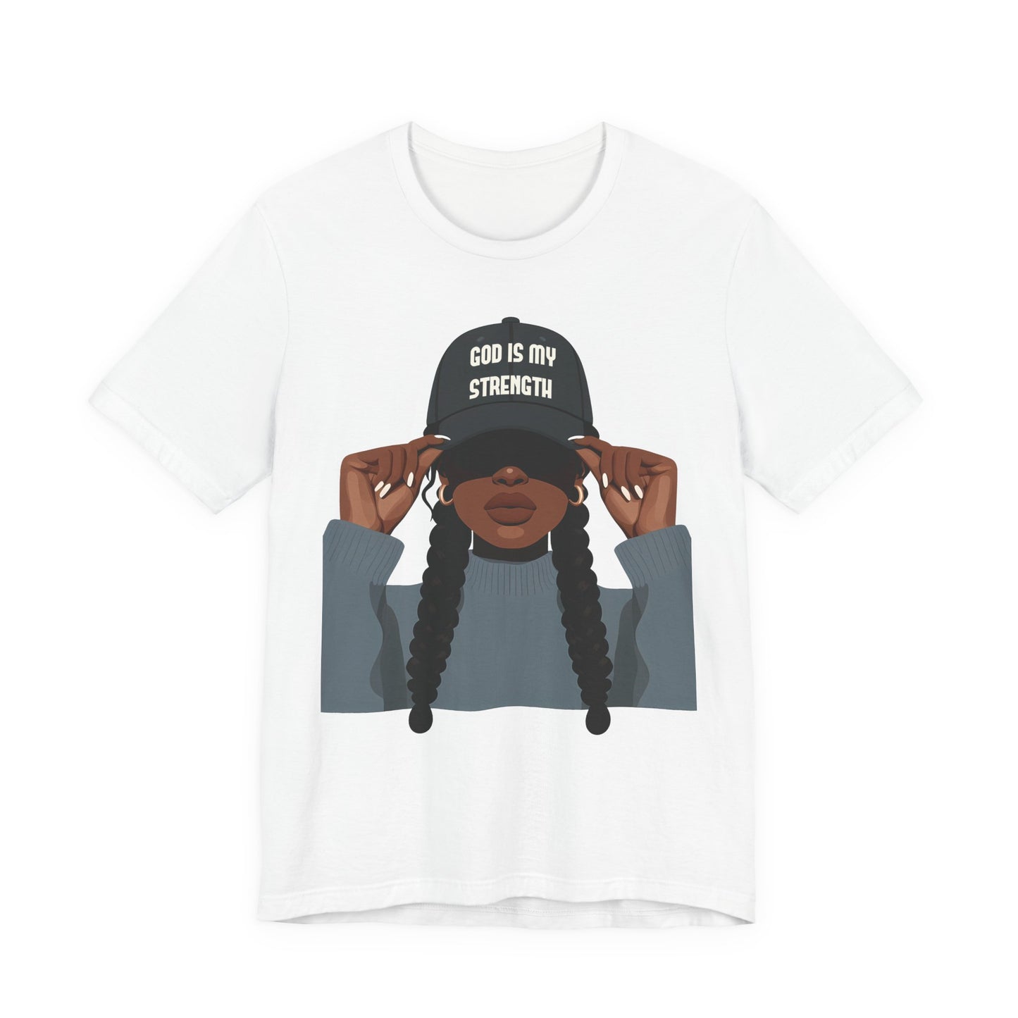 God Is My Strength Tee — Faith-Based Graphic T-Shirt with 'God Is My Strength' Cap