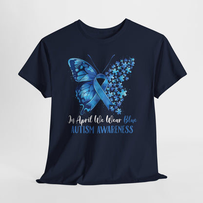 Autism Awareness Butterfly T‑Shirt — Blue Ribbon ‘Autism Awareness’ Tee