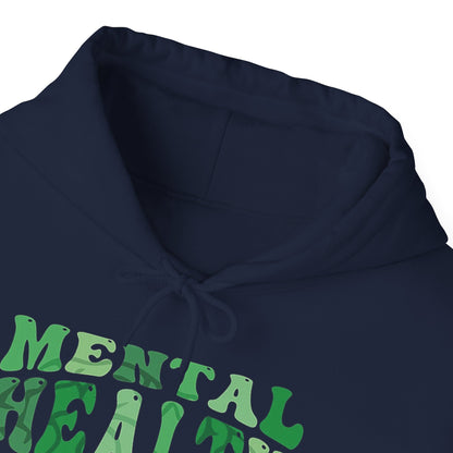 Mental Health Matters Hoodie — Green Retro Awareness Pullover