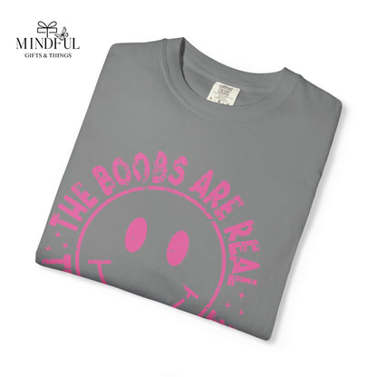 Sad Smiley Tee — “The Boobs Are Real, The Smile Is Fake” Graphic T-Shirt