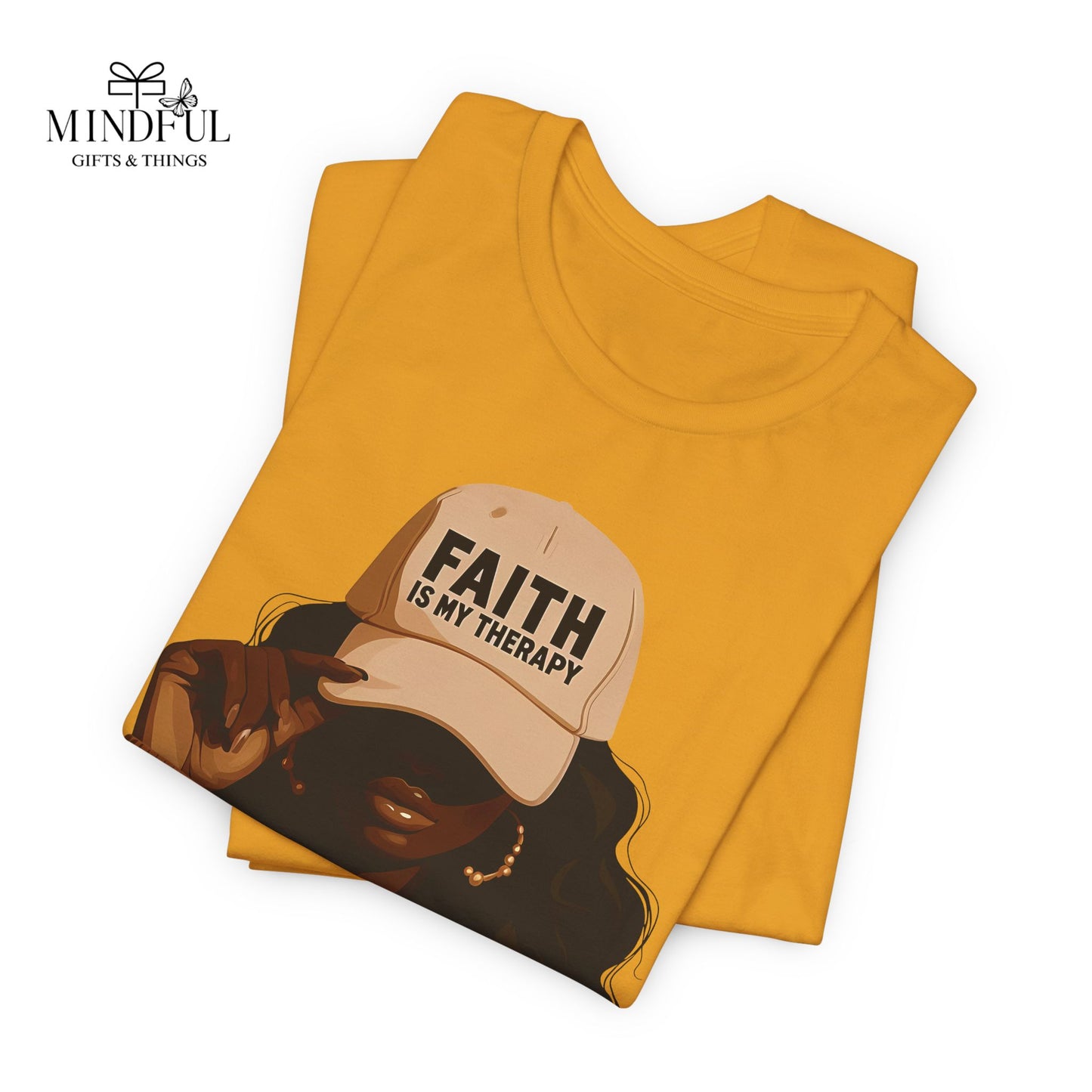 Faith Is My Therapy Graphic Tee — Black Woman Illustration