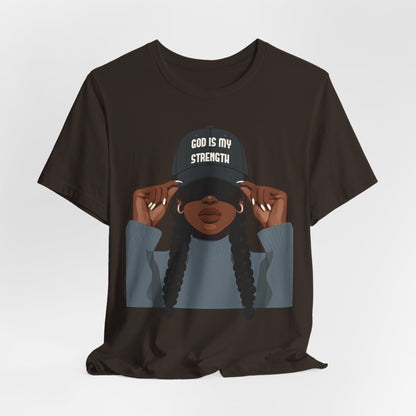 God Is My Strength Tee — Faith-Based Graphic T-Shirt with 'God Is My Strength' Cap