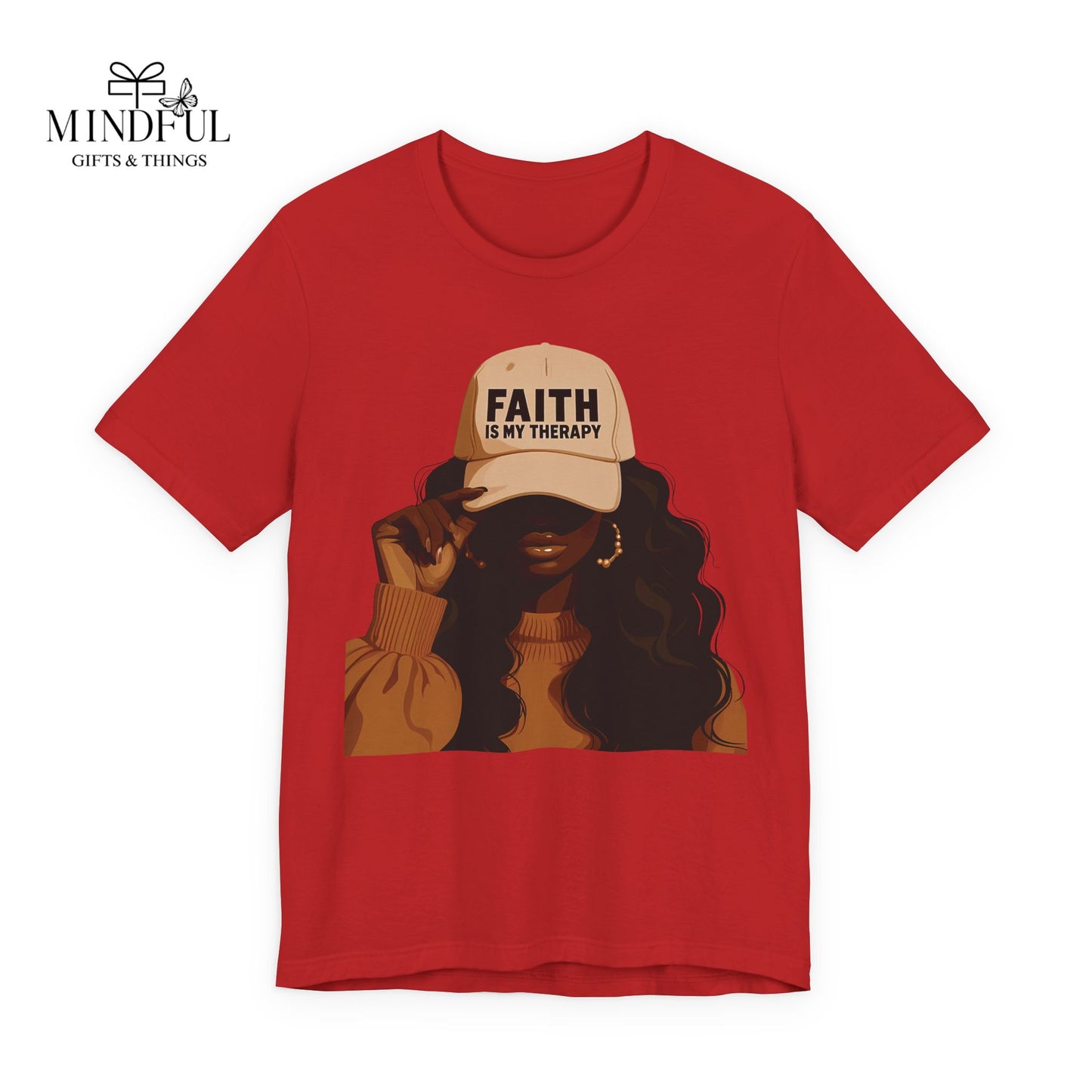 Faith Is My Therapy Graphic Tee — Black Woman Illustration