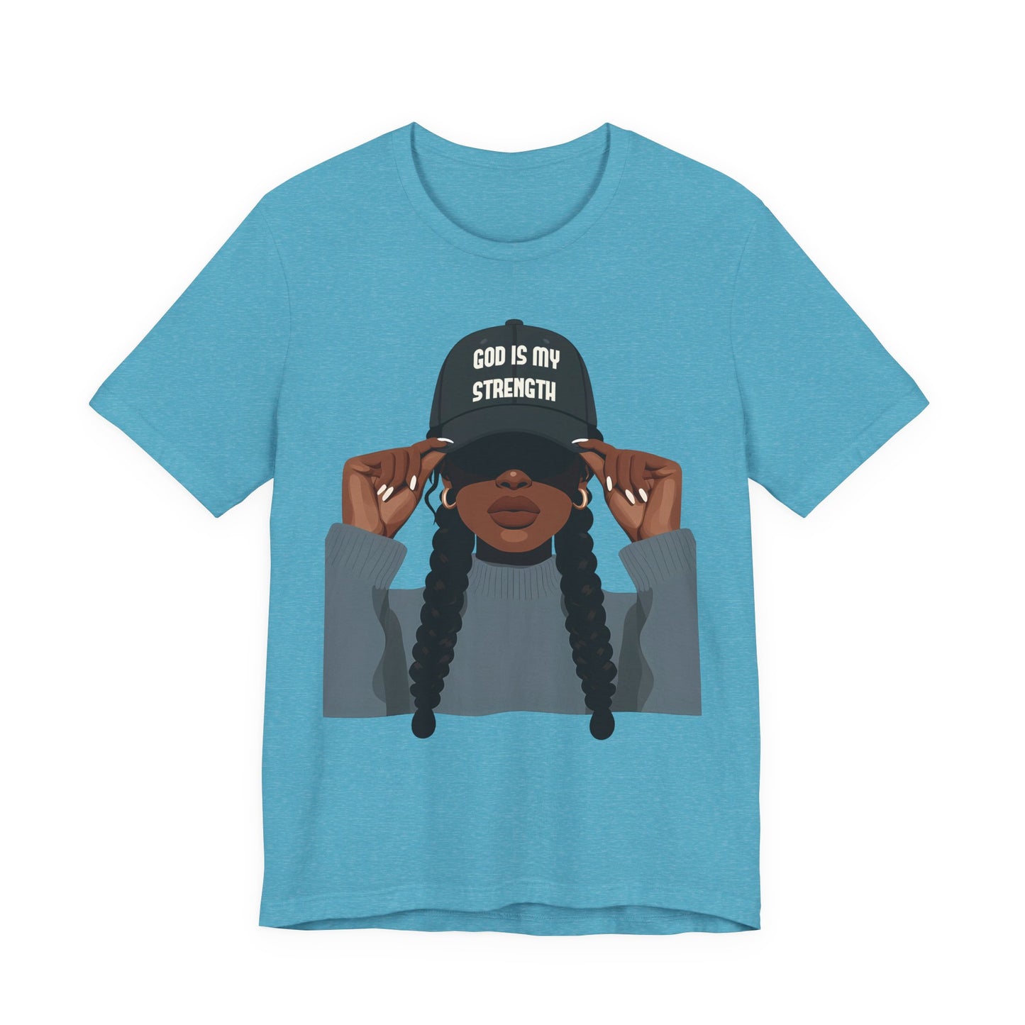 God Is My Strength Tee — Faith-Based Graphic T-Shirt with 'God Is My Strength' Cap