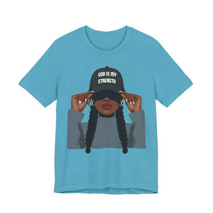God Is My Strength Tee — Faith-Based Graphic T-Shirt with 'God Is My Strength' Cap