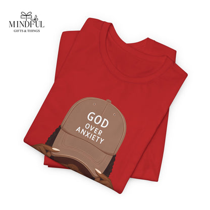 God Over Anxiety Graphic Tee — Black Woman Illustration