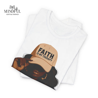 Faith Is My Therapy Graphic Tee — Black Woman Illustration
