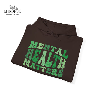 Mental Health Matters Hoodie — Green Retro Awareness Pullover