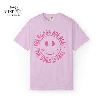 Sad Smiley Tee — “The Boobs Are Real, The Smile Is Fake” Graphic T-Shirt