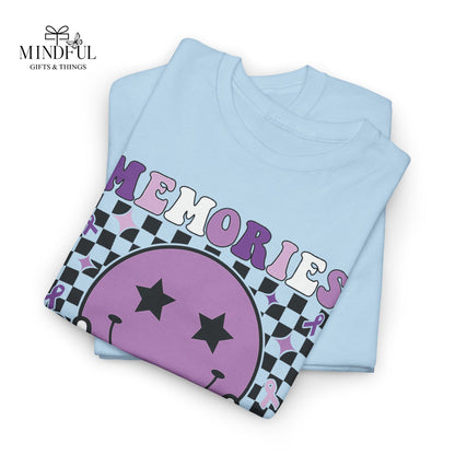 Smiley Memories Matter Tee — Purple Alzheimer’s Awareness Shirt