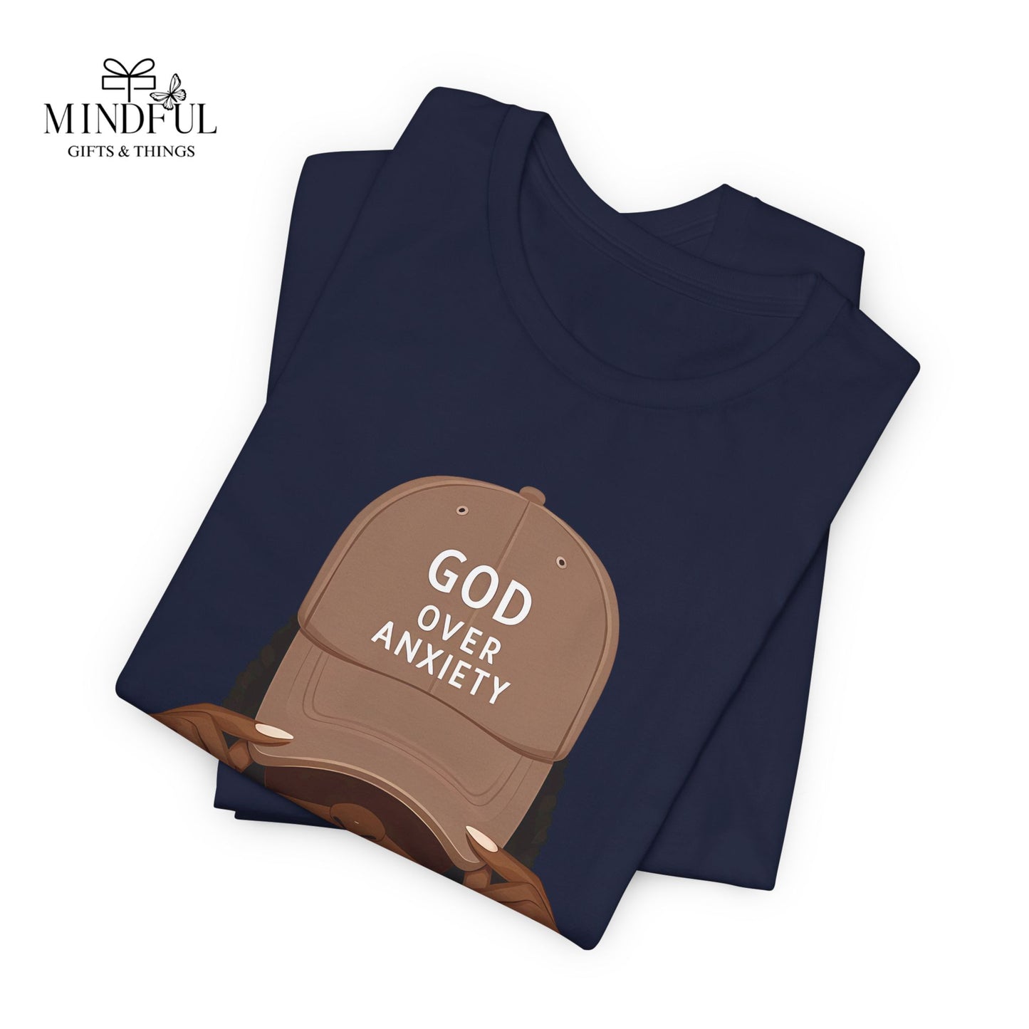 God Over Anxiety Graphic Tee — Black Woman Illustration