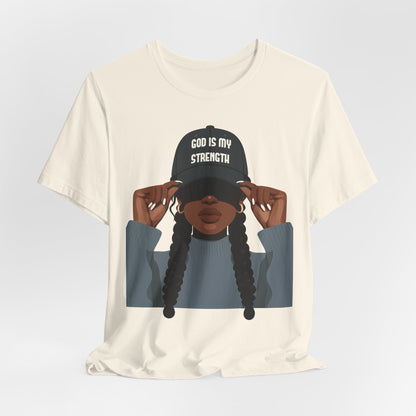 God Is My Strength Tee — Faith-Based Graphic T-Shirt with 'God Is My Strength' Cap