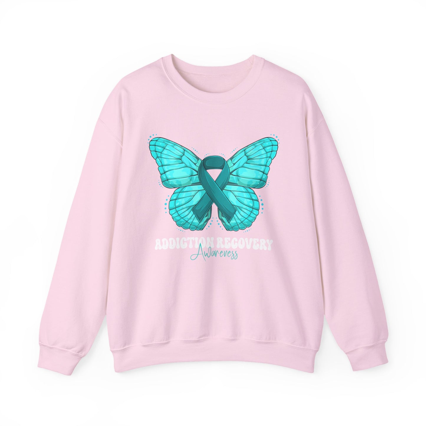 Teal Ribbon Butterfly Crewneck Sweatshirt – Awareness Support Pullover