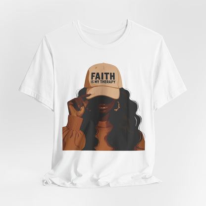 Faith Is My Therapy Graphic Tee — Black Woman Illustration
