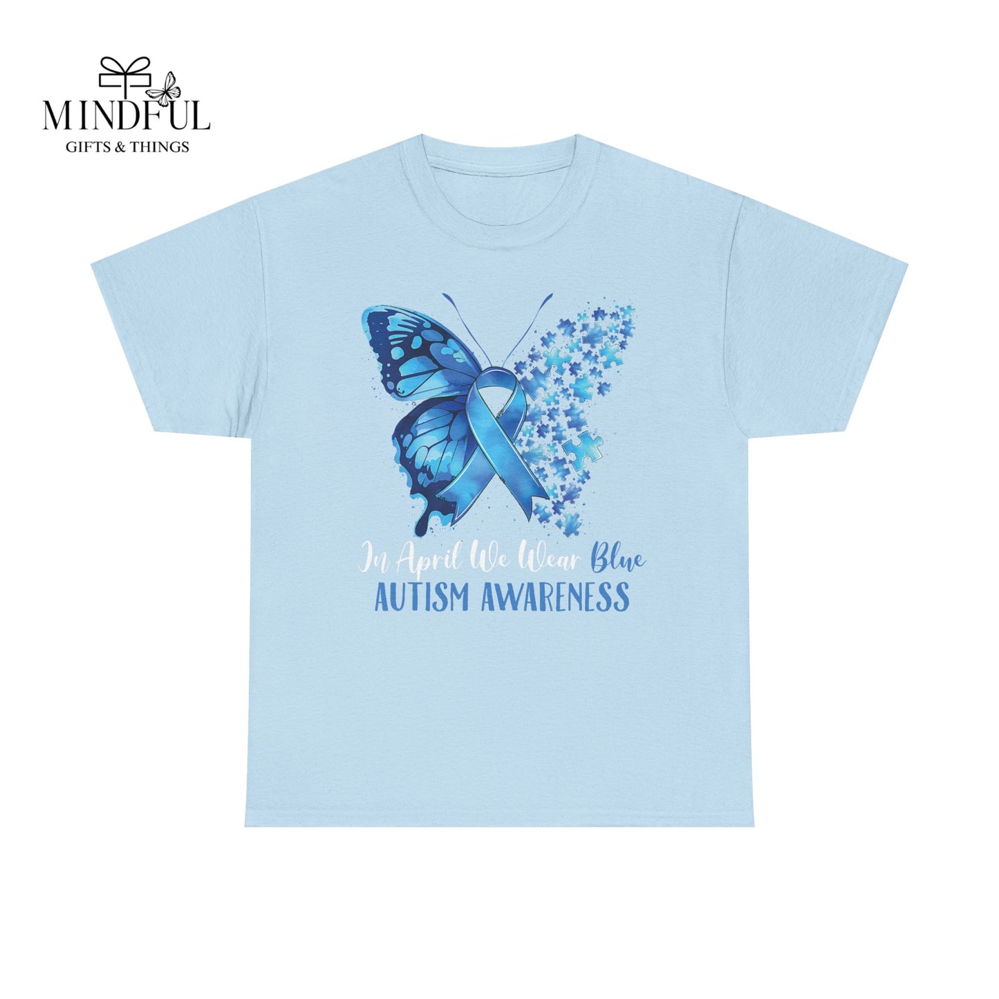 Autism Awareness Butterfly T‑Shirt — Blue Ribbon ‘Autism Awareness’ Tee