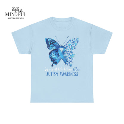 Autism Awareness Butterfly T‑Shirt — Blue Ribbon ‘Autism Awareness’ Tee