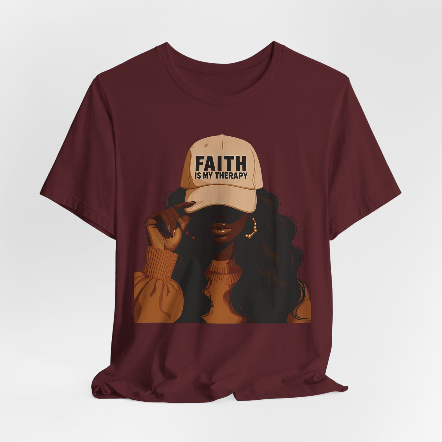 Faith Is My Therapy Graphic Tee — Black Woman Illustration