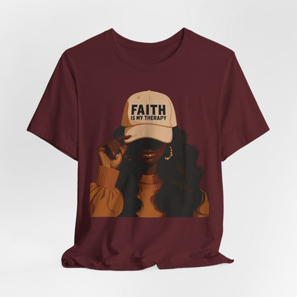 Faith Is My Therapy Graphic Tee — Black Woman Illustration