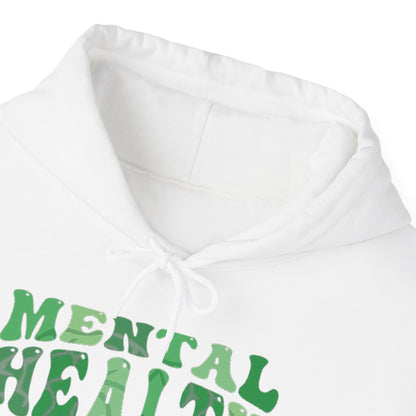 Mental Health Matters Hoodie — Green Retro Awareness Pullover