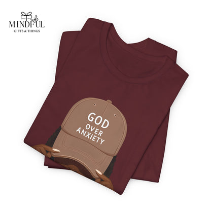God Over Anxiety Graphic Tee — Black Woman Illustration