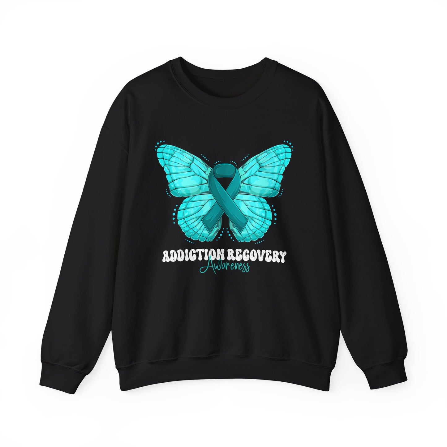 Teal Ribbon Butterfly Crewneck Sweatshirt – Awareness Support Pullover