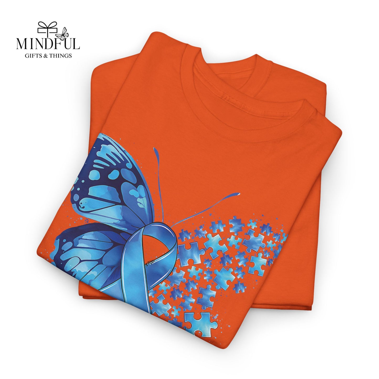 Autism Awareness Butterfly T‑Shirt — Blue Ribbon ‘Autism Awareness’ Tee