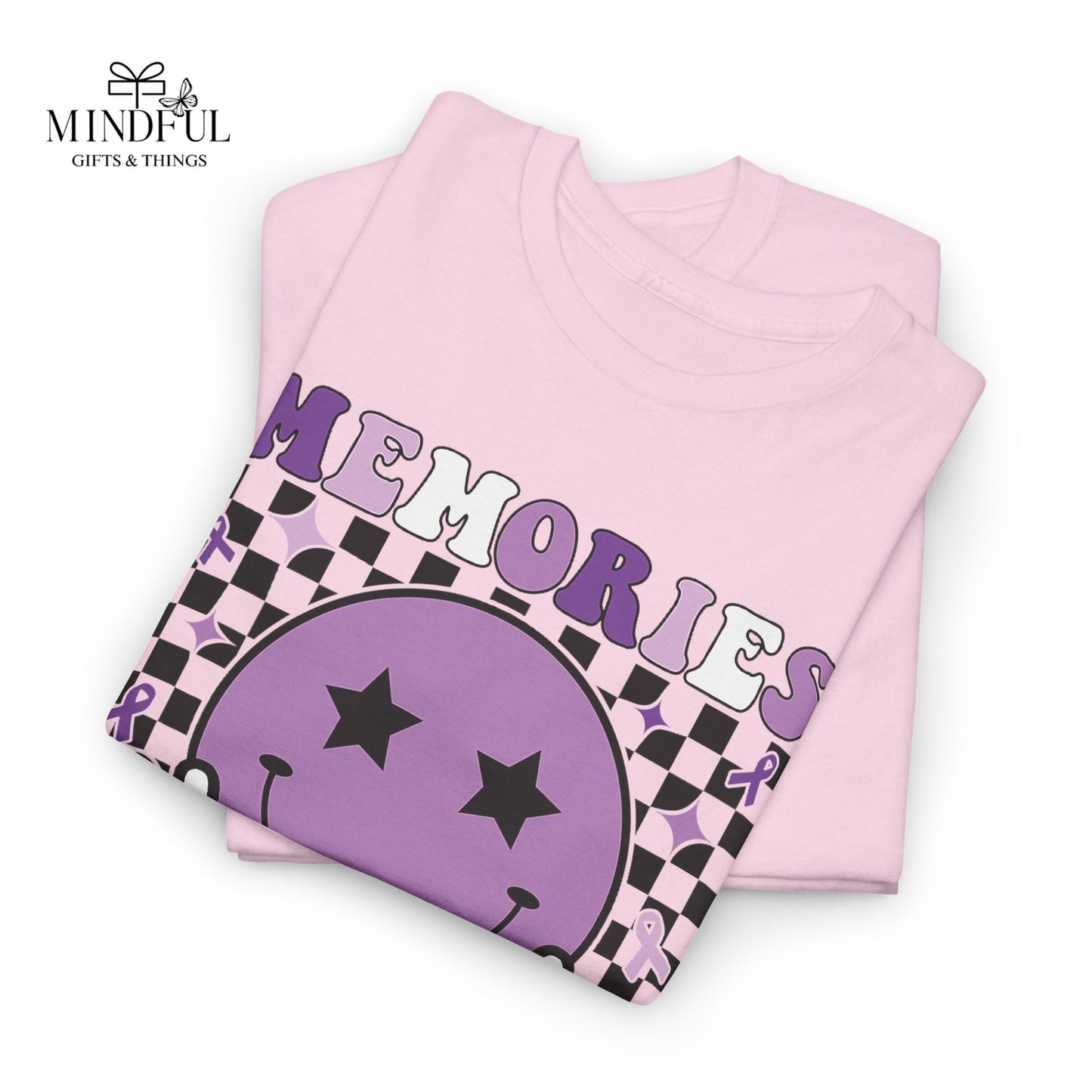 Smiley Memories Matter Tee — Purple Alzheimer’s Awareness Shirt