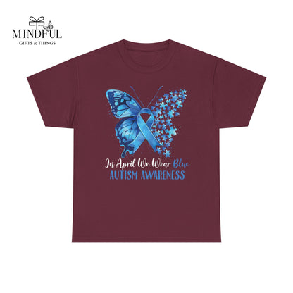 Autism Awareness Butterfly T‑Shirt — Blue Ribbon ‘Autism Awareness’ Tee