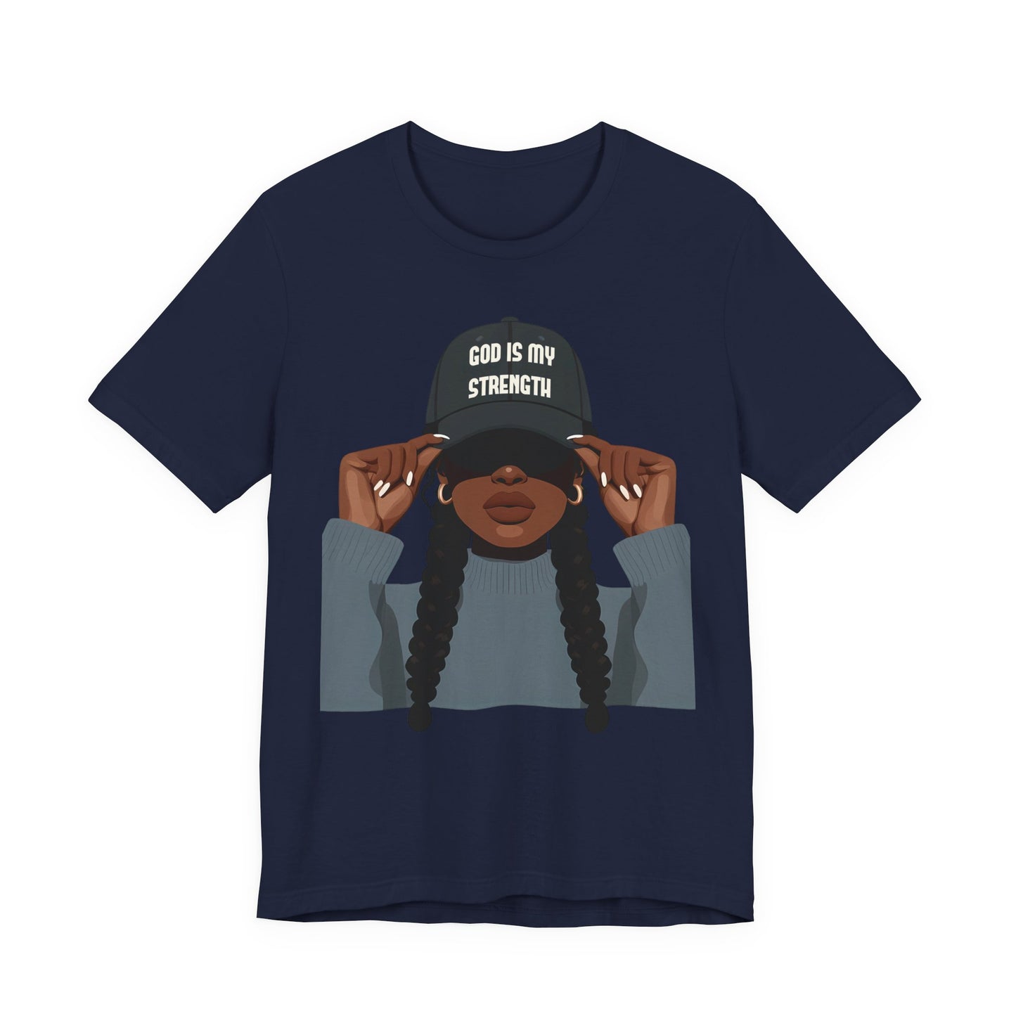 God Is My Strength Tee — Faith-Based Graphic T-Shirt with 'God Is My Strength' Cap