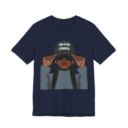 God Is My Strength Tee — Faith-Based Graphic T-Shirt with 'God Is My Strength' Cap
