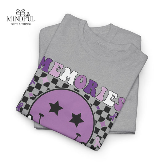 Smiley Memories Matter Tee — Purple Alzheimer’s Awareness Shirt