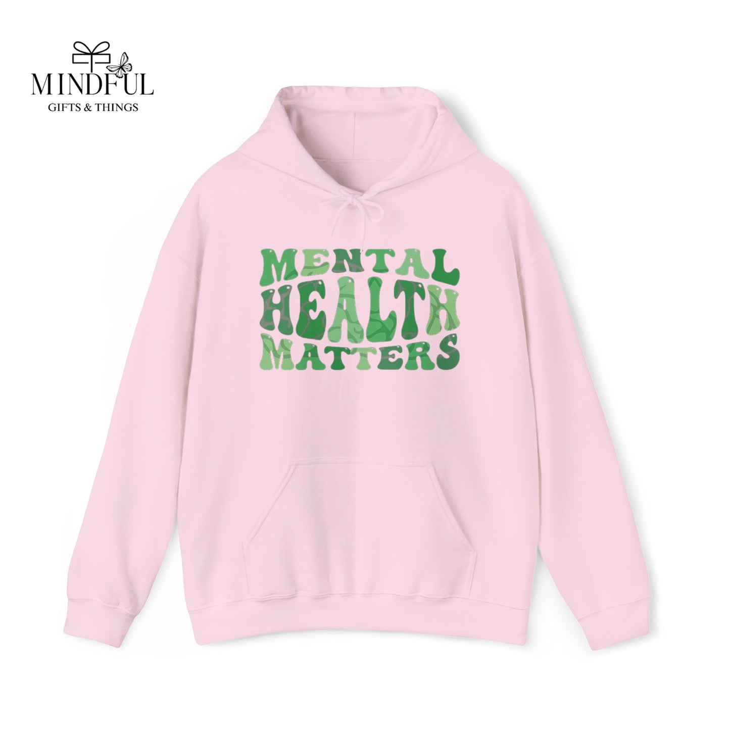 Mental Health Matters Hoodie — Green Retro Awareness Pullover