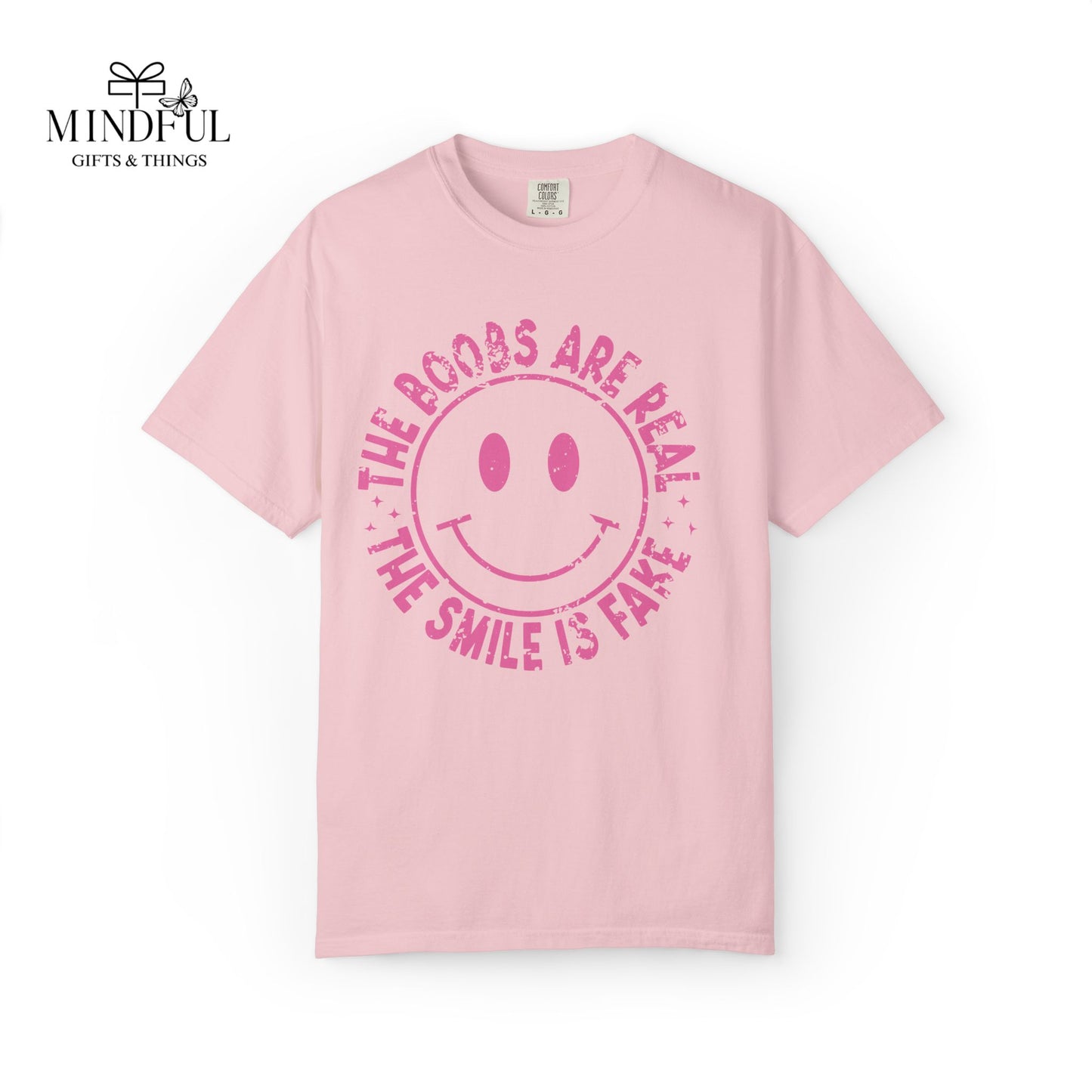 Sad Smiley Tee — “The Boobs Are Real, The Smile Is Fake” Graphic T-Shirt
