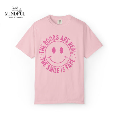 Sad Smiley Tee — “The Boobs Are Real, The Smile Is Fake” Graphic T-Shirt