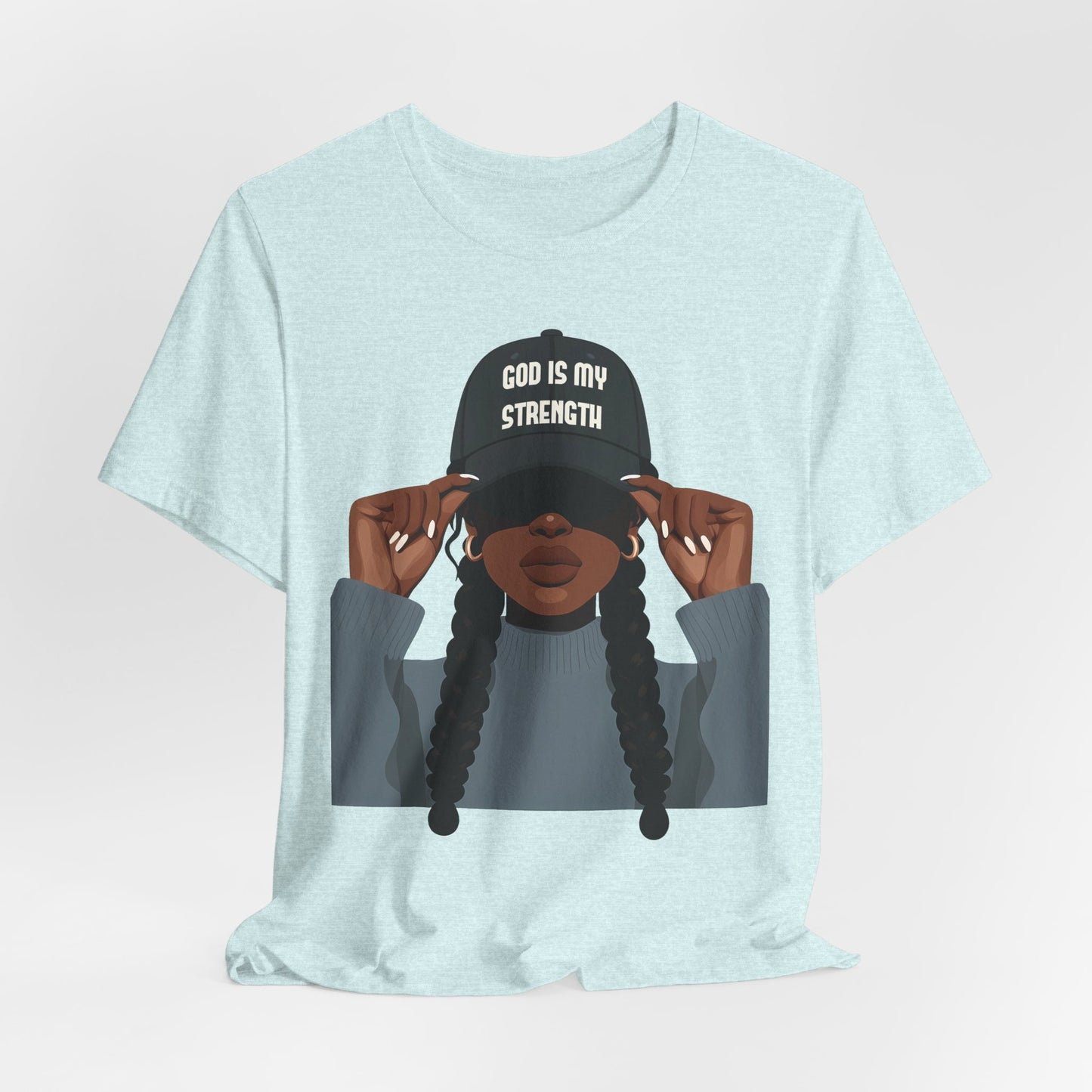 God Is My Strength Tee — Faith-Based Graphic T-Shirt with 'God Is My Strength' Cap
