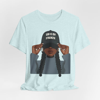 God Is My Strength Tee — Faith-Based Graphic T-Shirt with 'God Is My Strength' Cap