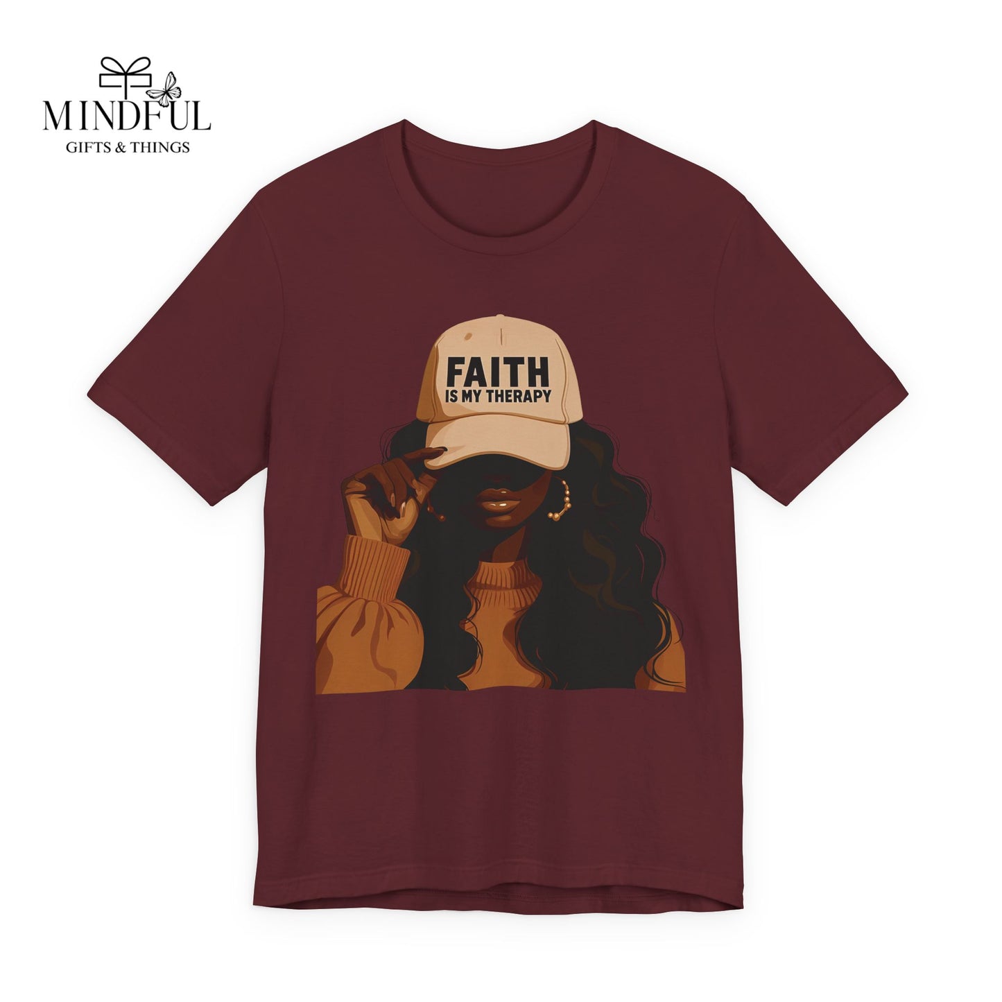 Faith Is My Therapy Graphic Tee — Black Woman Illustration