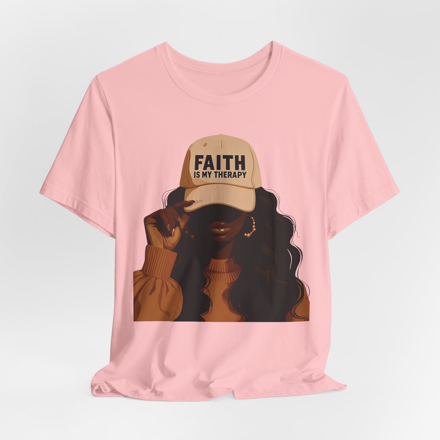 Faith Is My Therapy Graphic Tee — Black Woman Illustration